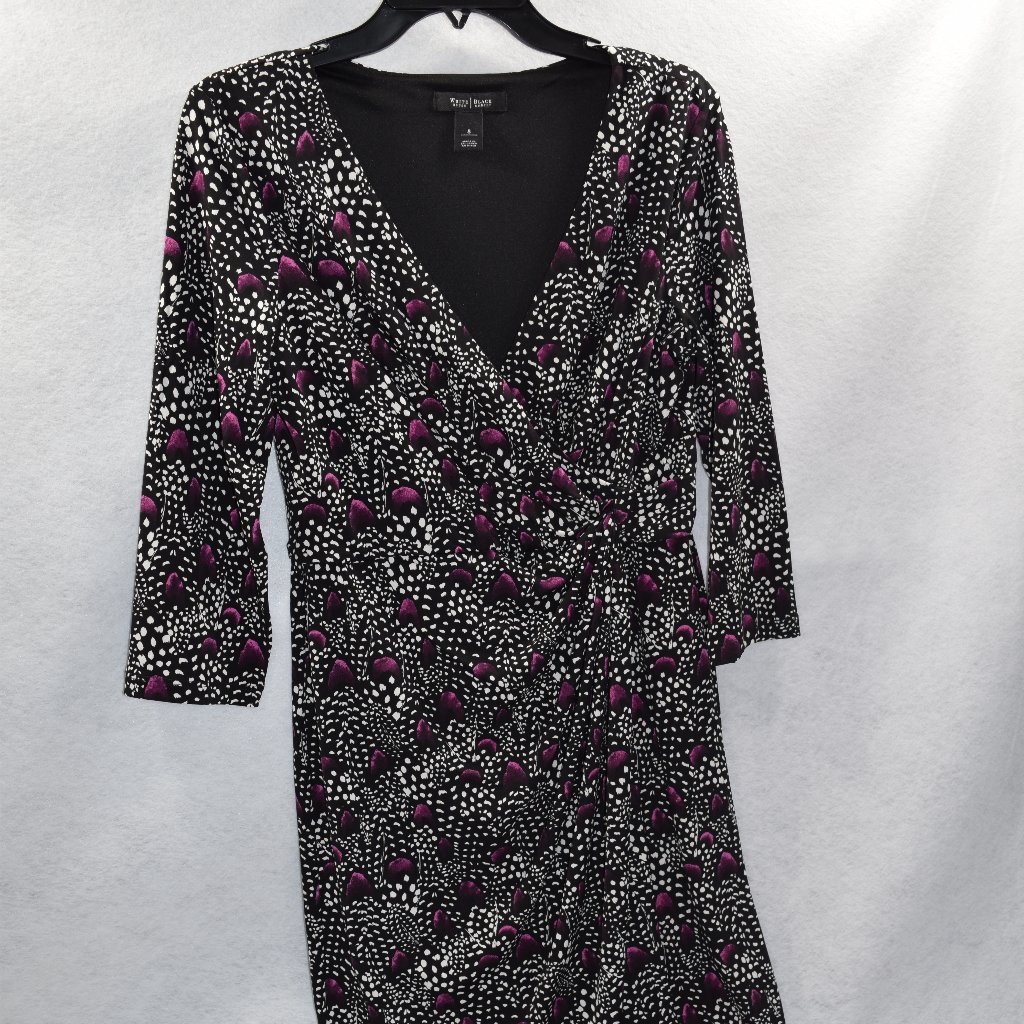 White House Black Market Women's Dress Size 4 Long Sleeve Faux Wrap Dress